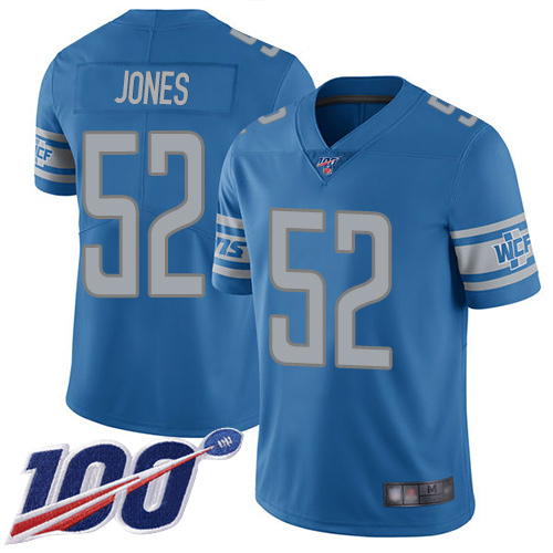 Detroit Lions Limited Blue Men Christian Jones Home Jersey NFL Football 52 100th Season Vapor Untouchable